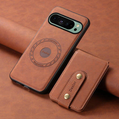 For Google Pixel 9 Denior D14 NK Retro Pattern MagSafe Magnetic Card Holder Leather Phone Case(Brown) - Google Cases by Denior | Online Shopping UK | buy2fix