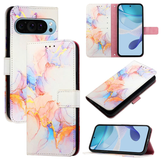 For Google Pixel 9 PT003 Marble Pattern Flip Leather Phone Case(Galaxy Marble White) - Google Cases by buy2fix | Online Shopping UK | buy2fix