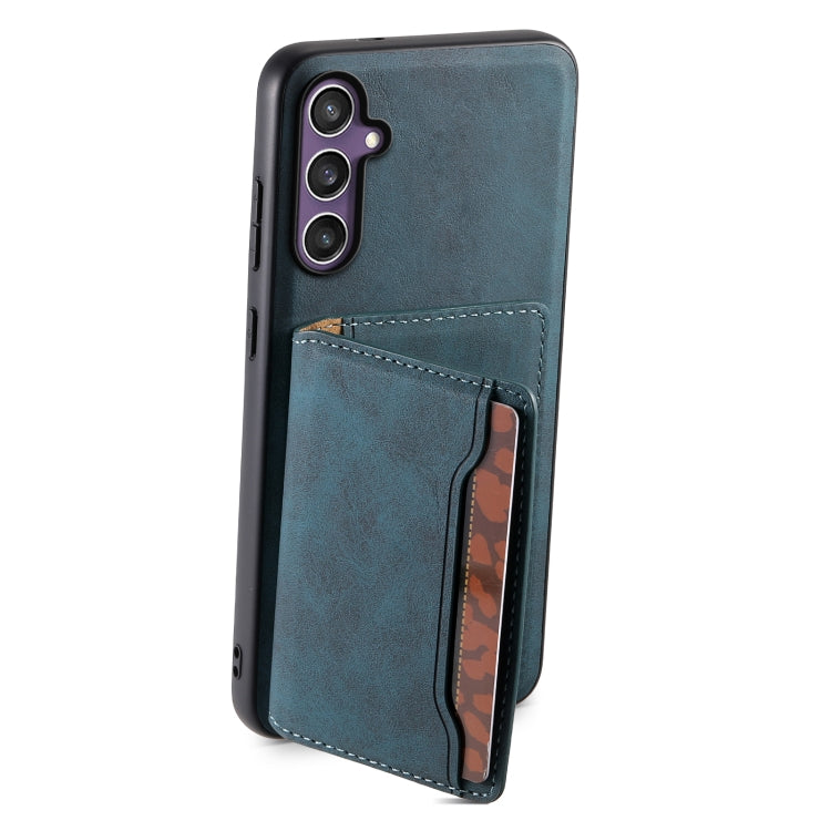 For Samsung Galaxy S23 FE 5G Denior D13 Retro Texture Leather MagSafe Card Bag Phone Case(Blue) - Galaxy S23 FE 5G Cases by Denior | Online Shopping UK | buy2fix