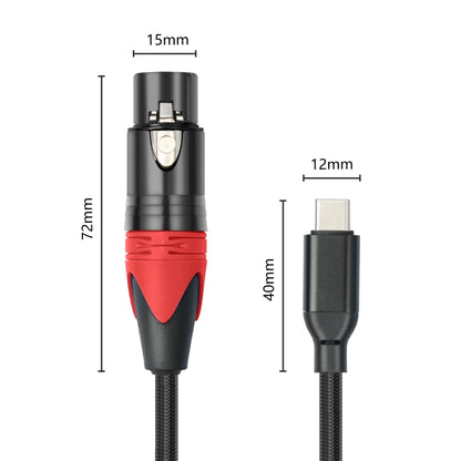 TY03RE Type-C Male to XLR Female Audio Cable for Dynamic Microphone, Length:3m(Black) - Microphone Audio Cable & Connector by buy2fix | Online Shopping UK | buy2fix