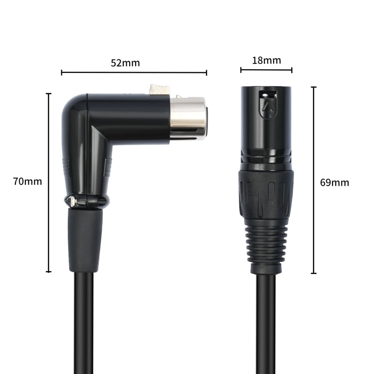 XK041L XLR 3pin Straight Male to Elbow Female Audio Cable, Length:3m(Black) - Microphone Audio Cable & Connector by buy2fix | Online Shopping UK | buy2fix