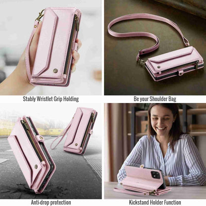 For Samsung Galaxy A22 5G CaseMe C36 Card Slots Zipper Wallet RFID Anti-theft Leather Phone Case(Pink) - Galaxy Phone Cases by CaseMe | Online Shopping UK | buy2fix