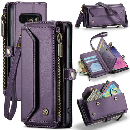 For Samsung Galaxy S10 CaseMe C36 Card Slots Zipper Wallet RFID Anti-theft Leather Phone Case(Purple) - Galaxy Phone Cases by CaseMe | Online Shopping UK | buy2fix