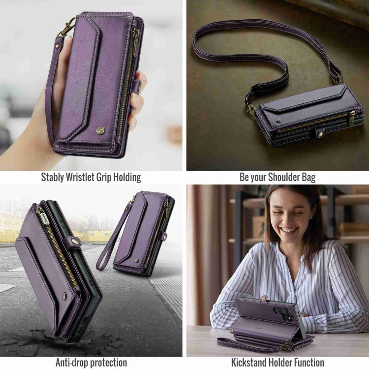 For Samsung Galaxy S24 Ultra 5G CaseMe C36 Card Slots Zipper Wallet RFID Anti-theft Leather Phone Case(Purple) - Galaxy S24 Ultra 5G Cases by CaseMe | Online Shopping UK | buy2fix