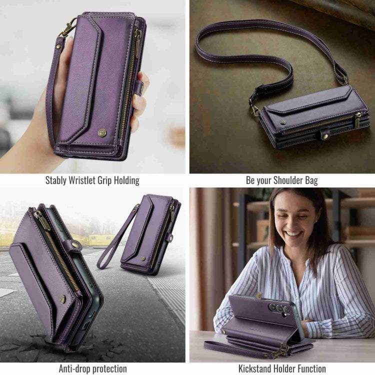 For Samsung Galaxy S24+ 5G CaseMe C36 Card Slots Zipper Wallet RFID Anti-theft Leather Phone Case(Purple) - Galaxy S24+ 5G Cases by CaseMe | Online Shopping UK | buy2fix