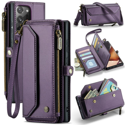 For Samsung Galaxy Note20 Ultra CaseMe C36 Card Slots Zipper Wallet RFID Anti-theft Leather Phone Case(Purple) - Galaxy Note20 Ultra Cases by CaseMe | Online Shopping UK | buy2fix