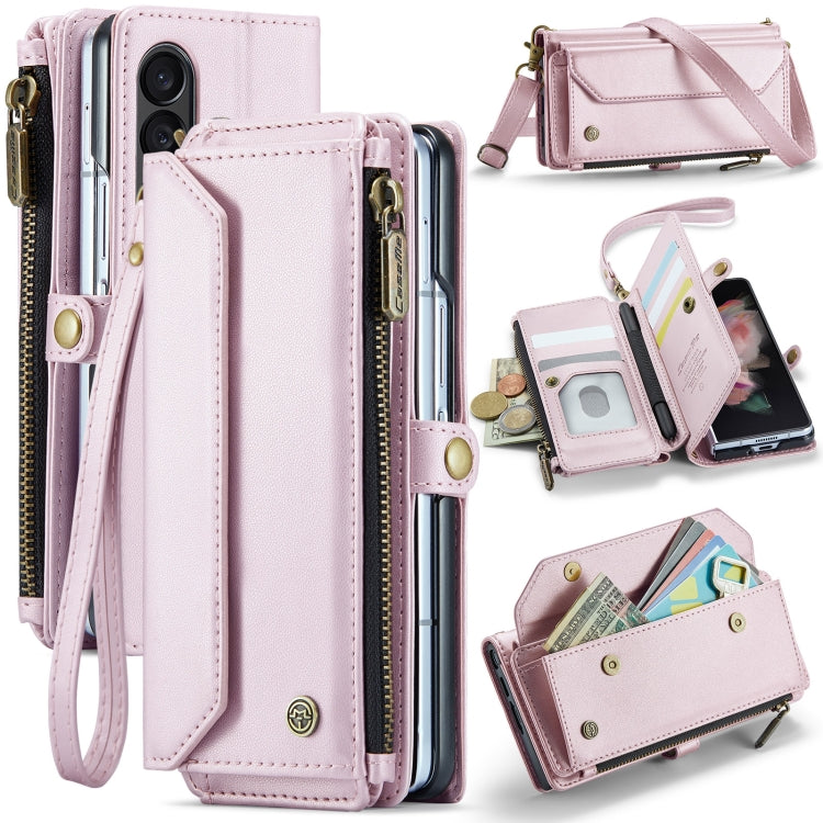 For Samsung Galaxy Z Fold3 CaseMe C36 Card Slots Zipper Wallet RFID Anti-theft Leather Phone Case(Pink) - Galaxy Phone Cases by CaseMe | Online Shopping UK | buy2fix