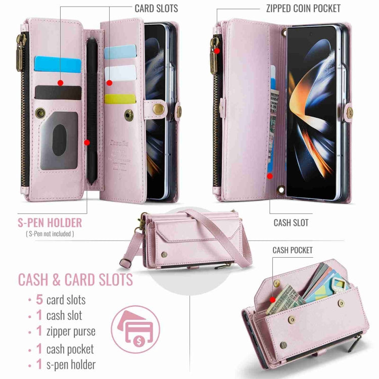 For Samsung Galaxy Z Fold4 CaseMe C36 Card Slots Zipper Wallet RFID Anti-theft Leather Phone Case(Pink) - Galaxy Z Fold4 5G Cases by CaseMe | Online Shopping UK | buy2fix