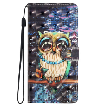 For iPhone 16 3D Pattern Leather Phone Case(Big-eyed owl) - iPhone 16 Cases by buy2fix | Online Shopping UK | buy2fix