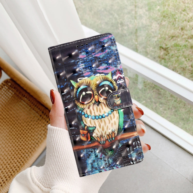 For iPhone 16 3D Pattern Leather Phone Case(Big-eyed owl) - iPhone 16 Cases by buy2fix | Online Shopping UK | buy2fix