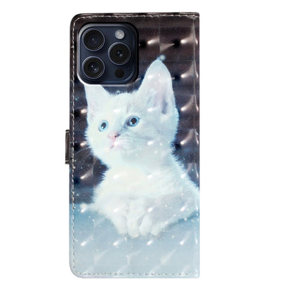 For iPhone 16 Pro Max 3D Pattern Leather Phone Case(White Cat) - iPhone 16 Pro Max Cases by buy2fix | Online Shopping UK | buy2fix