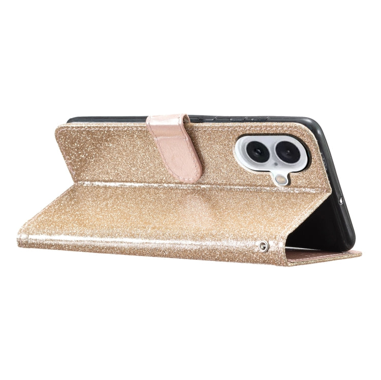 For iPhone 16 Plus Glitter Powder Flip Leather Phone Case(Gold) - iPhone 16 Plus Cases by buy2fix | Online Shopping UK | buy2fix