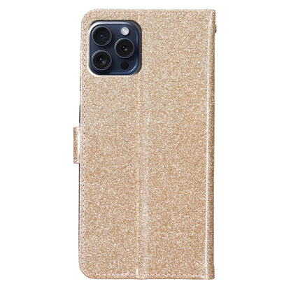 For iPhone 16 Pro Glitter Powder Flip Leather Phone Case(Gold) - iPhone 16 Pro Cases by buy2fix | Online Shopping UK | buy2fix