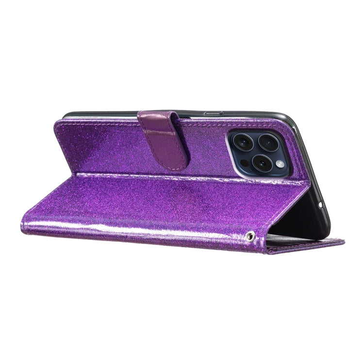 For iPhone 16 Pro Glitter Powder Flip Leather Phone Case(Purple) - iPhone 16 Pro Cases by buy2fix | Online Shopping UK | buy2fix