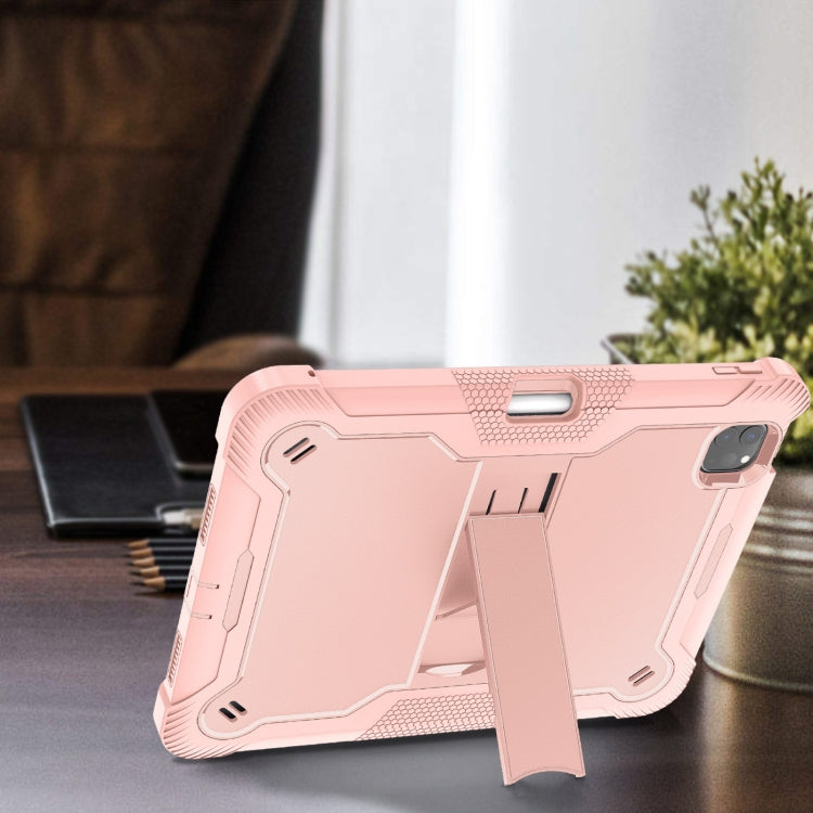 For iPad Pro 11 2024 Shockproof Silicone Hybrid PC Tablet Case with Holder(Rose Gold) - iPad Pro 11 2024 Cases by buy2fix | Online Shopping UK | buy2fix