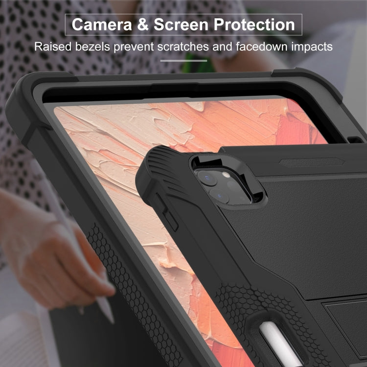 For iPad Pro 11 2024 Shockproof Silicone Hybrid PC Tablet Case with Holder(Black) - iPad Pro 11 2024 Cases by buy2fix | Online Shopping UK | buy2fix