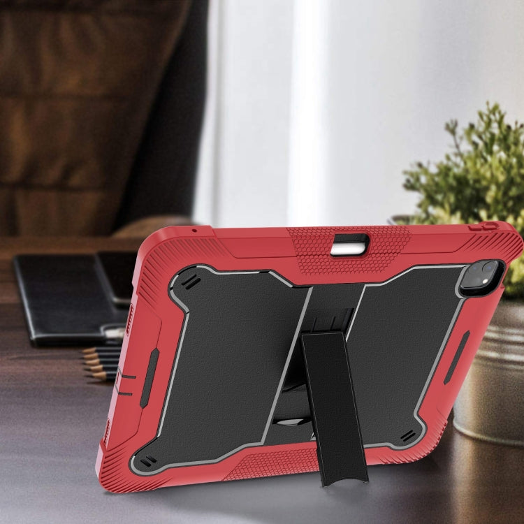 For iPad Pro 13 2024 Shockproof Silicone Hybrid PC Tablet Case with Holder(Black + Red) - iPad Pro 13 2024 Cases by buy2fix | Online Shopping UK | buy2fix