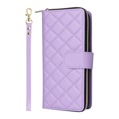 For Samsung Galaxy S25+ 5G Crossbody Rhombic Zipper Tower Buckle Leather Phone Case with Lanyard(Purple) - Galaxy S25+ 5G Cases by buy2fix | Online Shopping UK | buy2fix