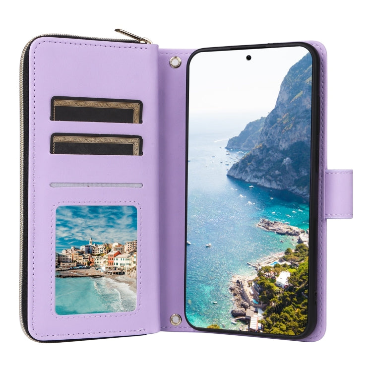 For Samsung Galaxy S25+ 5G Crossbody Rhombic Zipper Tower Buckle Leather Phone Case with Lanyard(Purple) - Galaxy S25+ 5G Cases by buy2fix | Online Shopping UK | buy2fix