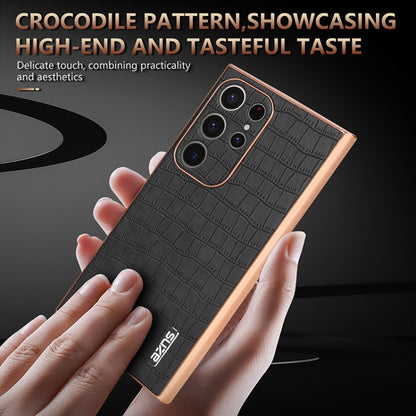 For Samsung Galaxy S24 Ultra 5G AZNS Electroplated Frame Crocodile Texture Full Coverage Phone Case(Black) - Galaxy S24 Ultra 5G Cases by AZNS | Online Shopping UK | buy2fix