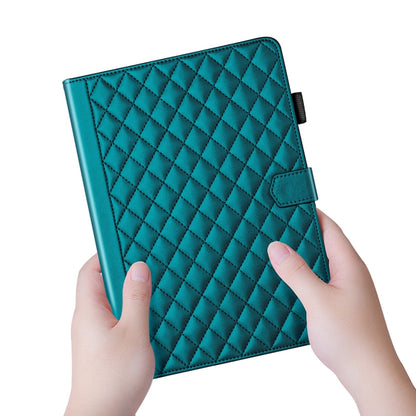 For iPad Pro 13 2024 Rhombus Lattice Leather Smart Tablet Case(Dark Green) - iPad Pro 13 2024 Cases by buy2fix | Online Shopping UK | buy2fix