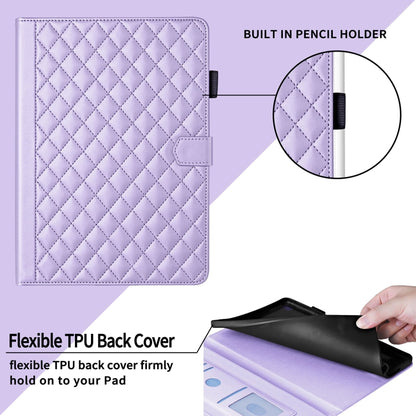 For iPad Pro 11 2024 Rhombus Lattice Leather Smart Tablet Case(Purple) - iPad Pro 11 2024 Cases by buy2fix | Online Shopping UK | buy2fix