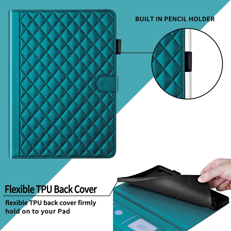 For iPad Pro 11 2024 Rhombus Lattice Leather Smart Tablet Case(Dark Green) - iPad Pro 11 2024 Cases by buy2fix | Online Shopping UK | buy2fix