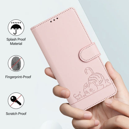 For Blackview Wave 6C Cat Rat Embossed Pattern RFID Leather Phone Case with Lanyard(Pink) - More Brand by buy2fix | Online Shopping UK | buy2fix