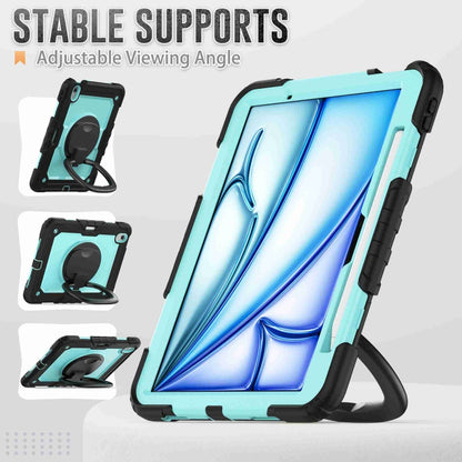 For iPad Air 11 2024 Handle Silicone Hydric PC Tablet Case with Shoulder Strap(Light Blue PC) - iPad Air 11 2024 Cases by buy2fix | Online Shopping UK | buy2fix