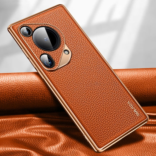 For Huawei Pura 70 Ultra SULADA TPU + Litchi Texture Leather Phone Case(Orange) - Huawei Cases by SULADA | Online Shopping UK | buy2fix