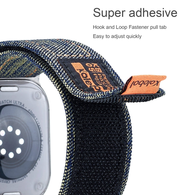 For Apple Watch Ultra 49mm Cowboy Nylon Hook and Loop Fastener Watch Band(Dark Blue) - Watch Bands by buy2fix | Online Shopping UK | buy2fix