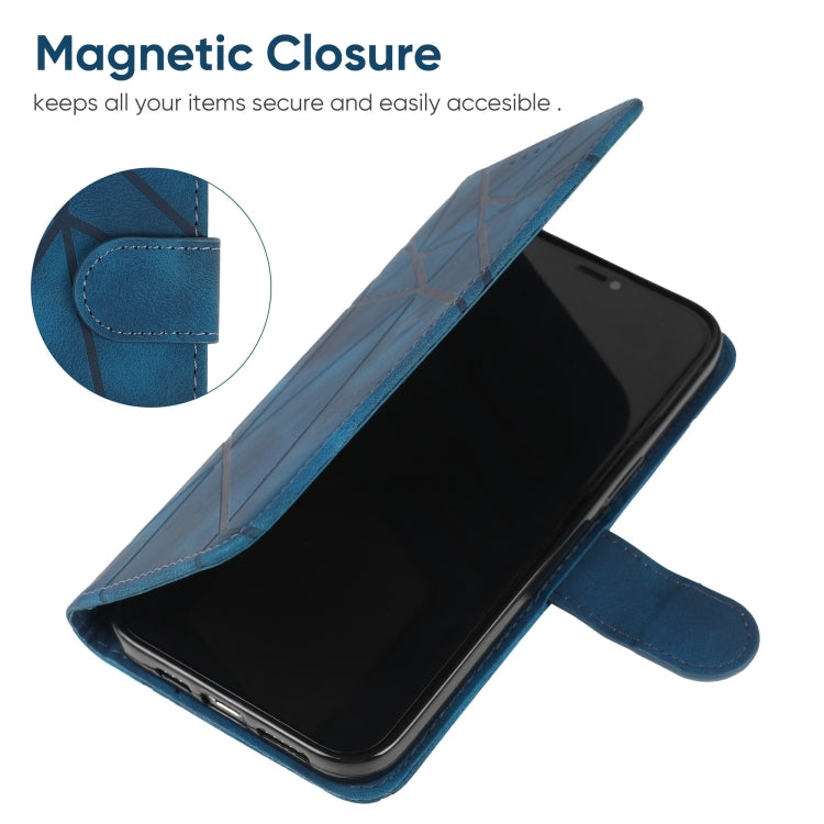 For Motorola Moto G Play 4G 2024 Skin Feel Geometric Lines Leather Phone Case(Blue) - Motorola Cases by buy2fix | Online Shopping UK | buy2fix