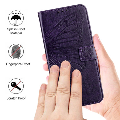 For Blackview Color 8 Embossed Butterfly Leather Phone Case(Dark Purple) - More Brand by buy2fix | Online Shopping UK | buy2fix