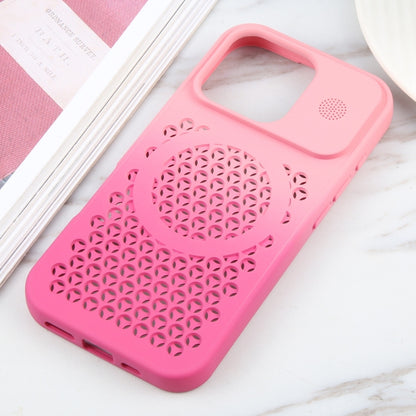 For iPhone 16 Pro Max Gradient Color Honeycomb Aromatherapy MagSafe Phone Case(Pink+Rose Red) - iPhone 16 Pro Max Cases by buy2fix | Online Shopping UK | buy2fix