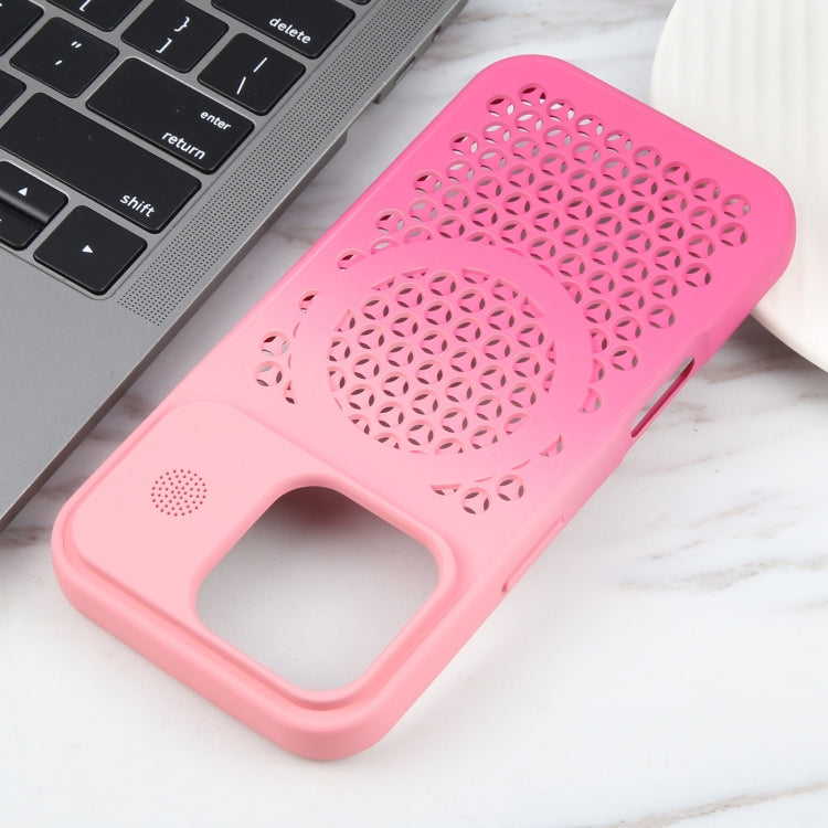 For iPhone 16 Pro Gradient Color Honeycomb Aromatherapy MagSafe Phone Case(Pink+Rose Red) - iPhone 16 Pro Cases by buy2fix | Online Shopping UK | buy2fix