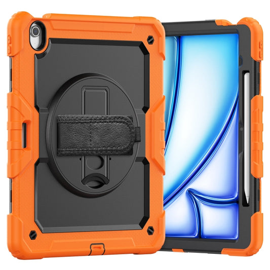 For iPad Air 13 2024 Silicone Hybrid PC Tablet Case with Shoulder Strap(Orange) - iPad Air 13 2024 Cases by buy2fix | Online Shopping UK | buy2fix