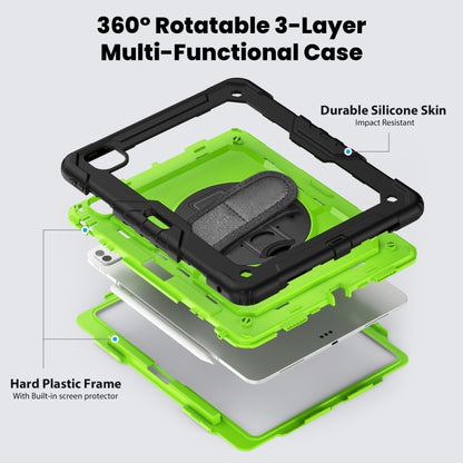 For iPad Pro 13 2024 Silicone Hybrid PC Tablet Case with Shoulder Strap(Yellow Green + Black) - iPad Pro 13 2024 Cases by buy2fix | Online Shopping UK | buy2fix