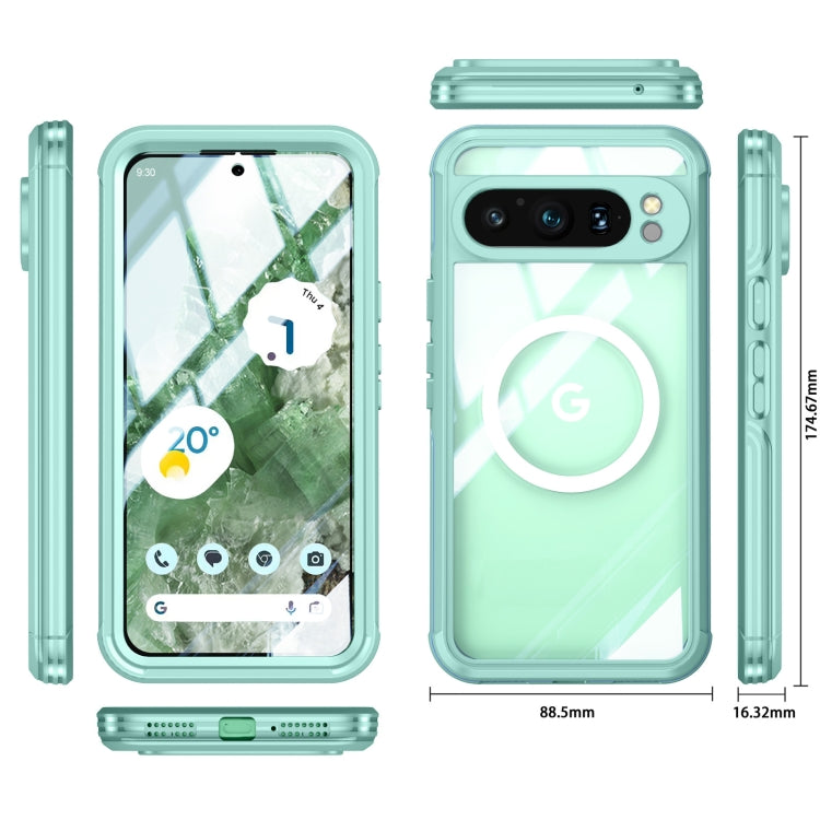 For Google Pixel 9 / 9 Pro RedPepper Transparent IP65 Life Waterproof Phone Case(Green) - Google Cases by RedPepper | Online Shopping UK | buy2fix