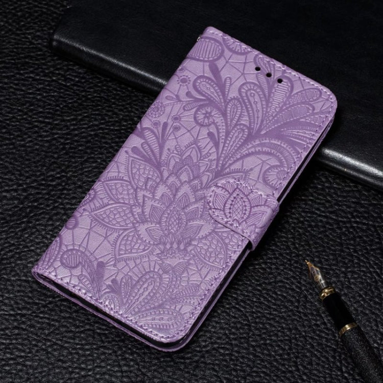 For Xiaomi Redmi K70 Lace Flower Embossing Flip Leather Phone Case(Purple) - K70 Cases by buy2fix | Online Shopping UK | buy2fix