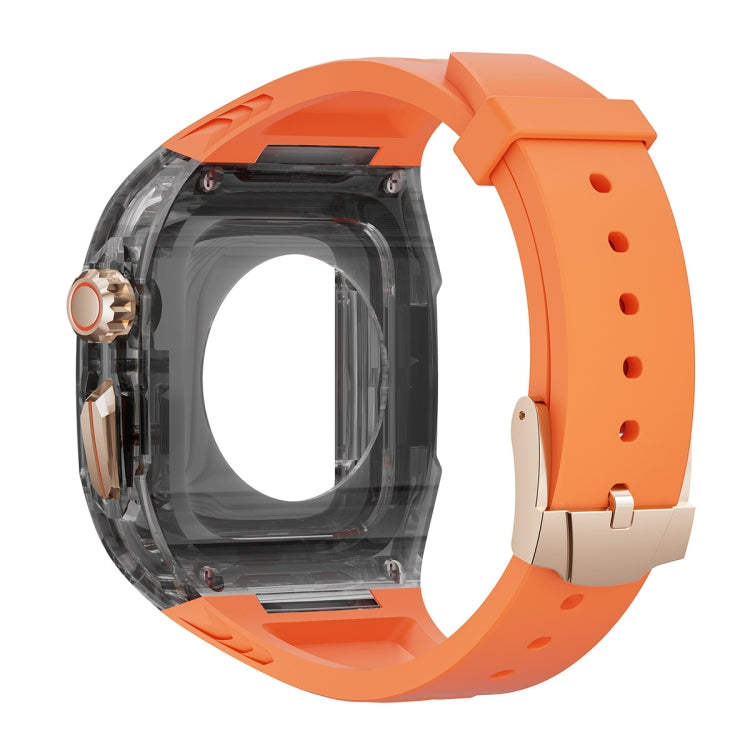 For Apple Watch Ultra 49mm Modified PC Hybrid TPU Watch Case Band(Orange Clear Black) - Watch Bands by buy2fix | Online Shopping UK | buy2fix