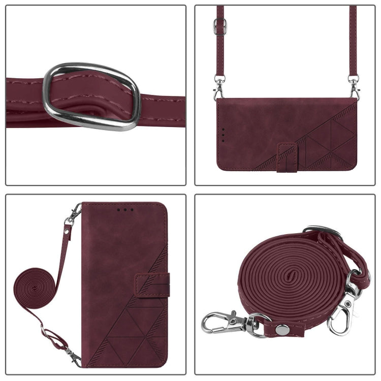 For Blackview A52 Crossbody 3D Embossed Flip Leather Phone Case(Wine Red) - More Brand by buy2fix | Online Shopping UK | buy2fix