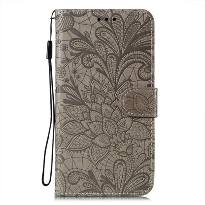 For OnePlus 12 Lace Flower Embossing Flip Leather Phone Case(Grey) - OnePlus Cases by buy2fix | Online Shopping UK | buy2fix