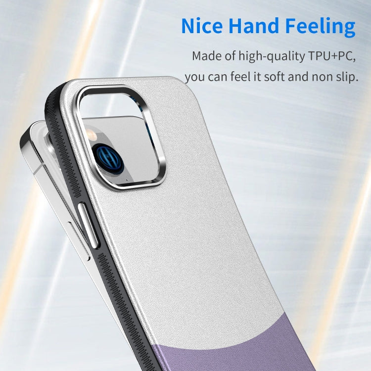 For iPhone 16 Leather Texture MagSafe Magnetic TPU + PC Phone Case(Light Purple) - iPhone 16 Cases by buy2fix | Online Shopping UK | buy2fix