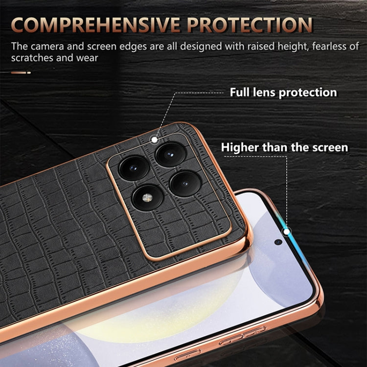 For Redmi K70 / K70 Pro AZNS Electroplated Frame Crocodile Texture Full Coverage Phone Case(White) - K70 Cases by AZNS | Online Shopping UK | buy2fix