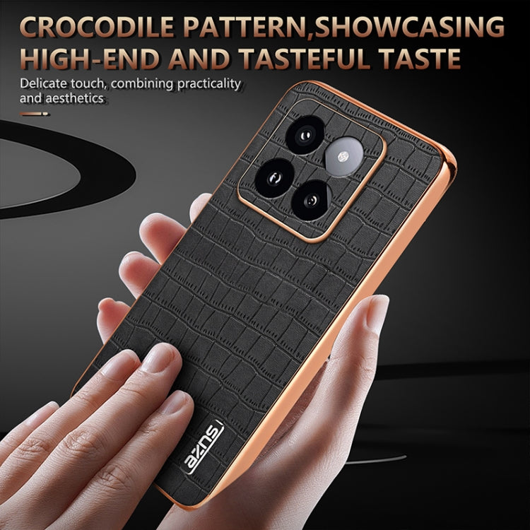 For Xiaomi 14 Pro AZNS Electroplated Frame Crocodile Texture Full Coverage Phone Case(White) - 14 Pro Cases by AZNS | Online Shopping UK | buy2fix