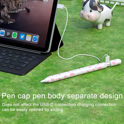 For Apple Pencil USB-C Cow Pattern Stylus Silicone Protective Cover(Blue) - Pencil Accessories by buy2fix | Online Shopping UK | buy2fix