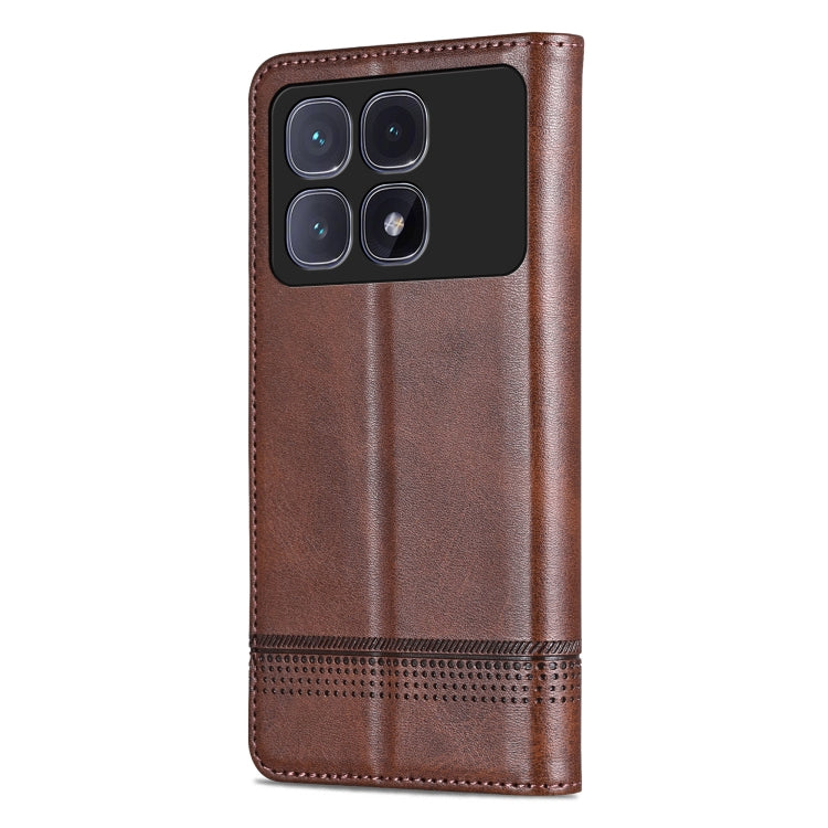 For Redmi K70 Ultra AZNS Magnetic Calf Texture Flip Leather Phone Case(Dark Brown) - Xiaomi Cases by AZNS | Online Shopping UK | buy2fix