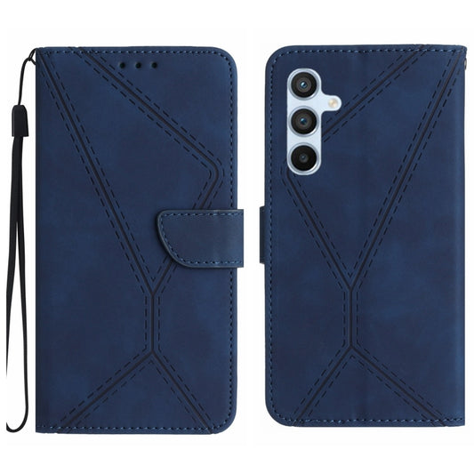 For Samsung Galaxy S25 5G Stitching Embossed Leather Phone Case(Blue) - Galaxy S25 5G Cases by buy2fix | Online Shopping UK | buy2fix