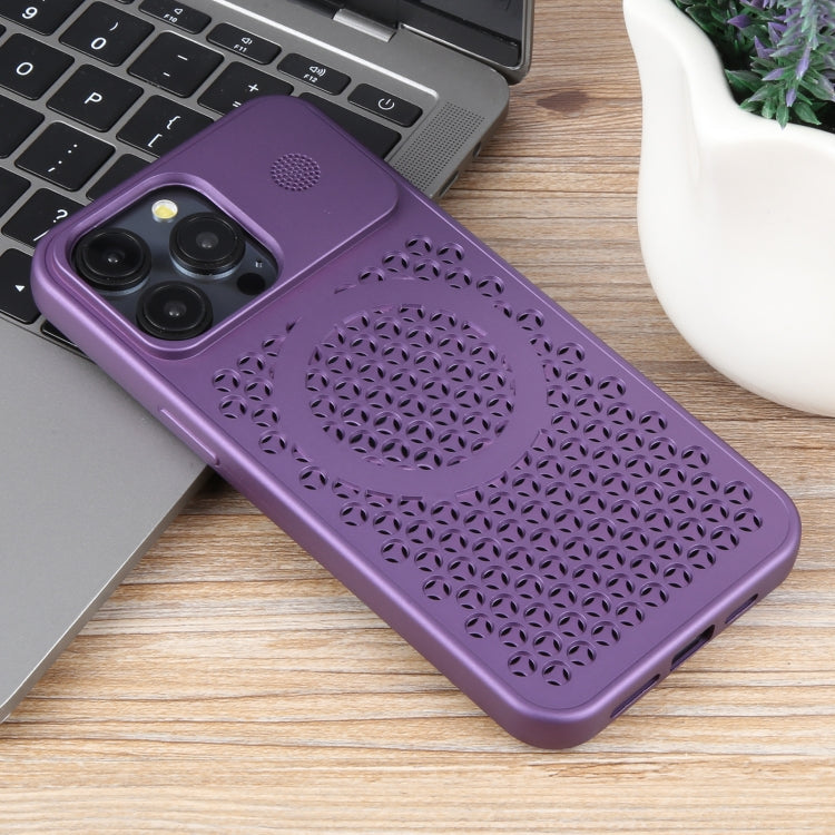 For iPhone 15 Pro Pure Color Honeycomb Aromatherapy MagSafe Phone Case(Purple) - iPhone 15 Pro Cases by buy2fix | Online Shopping UK | buy2fix