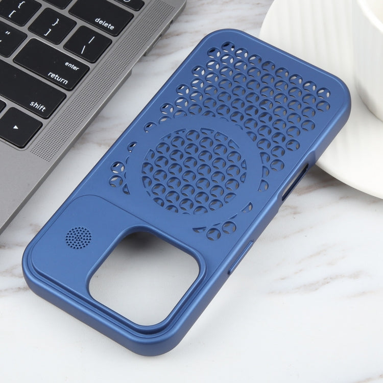 For iPhone 16 Pro Max Pure Color Honeycomb Aromatherapy MagSafe Phone Case(Blue) - iPhone 16 Pro Max Cases by buy2fix | Online Shopping UK | buy2fix